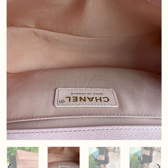 NIB 100% authentic chanel Le boy old medium in pink peach caviar - Picture 8 of 8